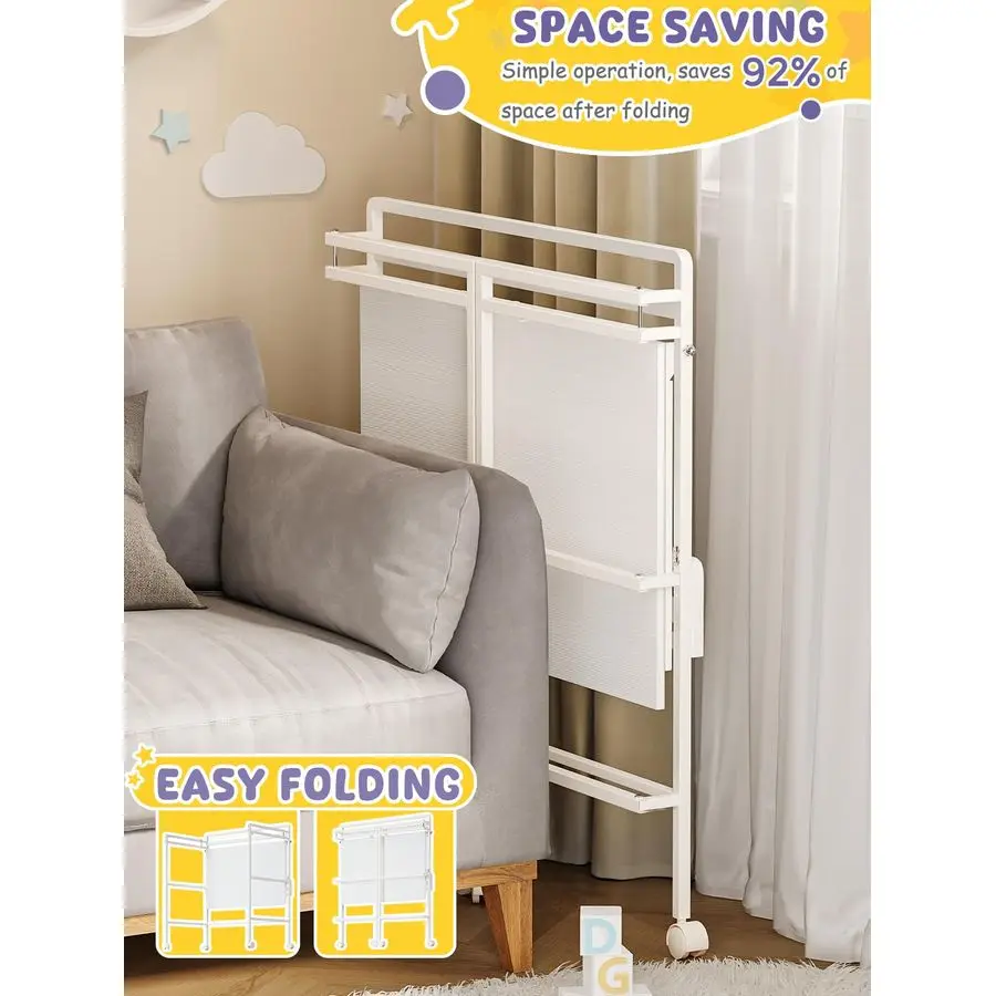 Opvouwbare babycommode met wielen, gecertificeerd luierwisselstation met opbergladen, 3-in-1 draagbare compacte luier