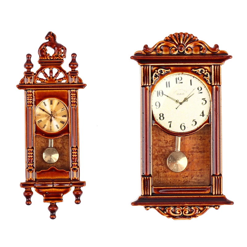 1:12 Dollhouse Miniature Wall Clock European Vintage Clock Furniture Model Decor Toy Doll House Accessories