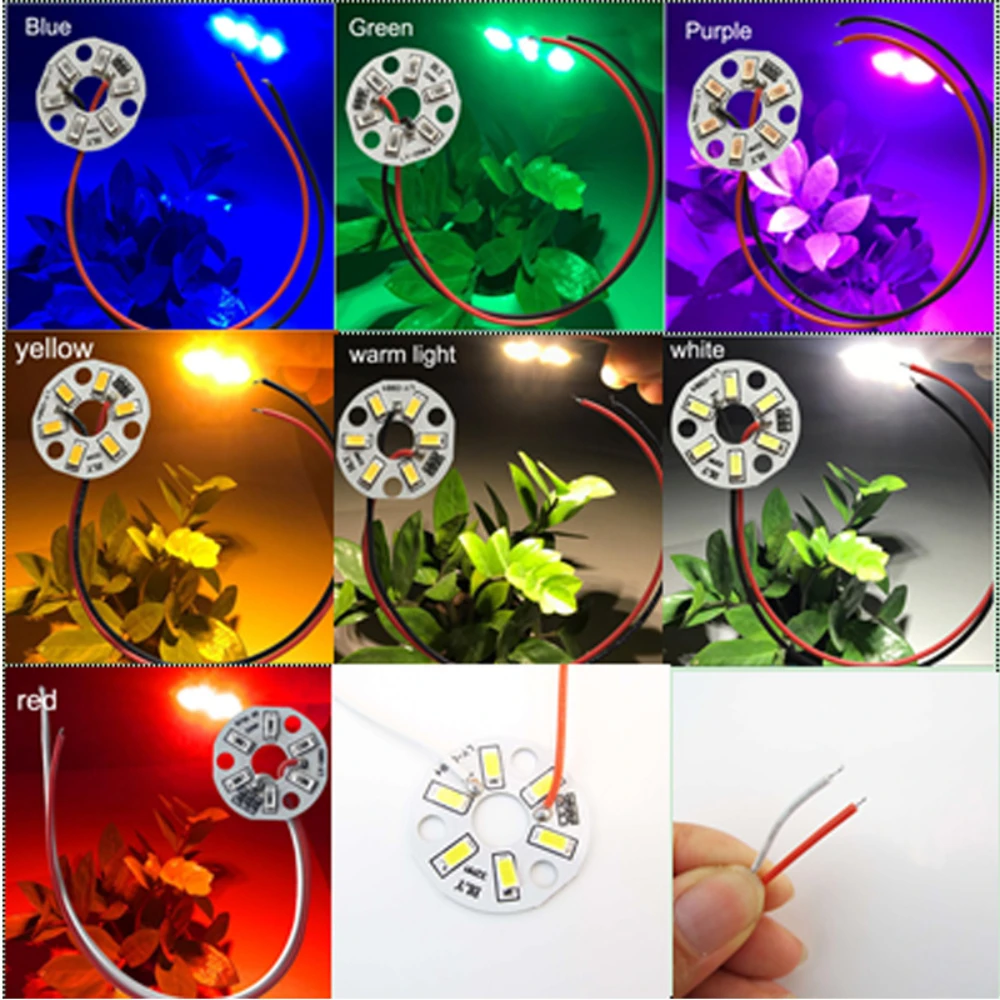 5/10pcs 3W Color LED Chip Bead Lights Board Bulb Round Transformation Light Source Dia 32MM Green Blue Red Purple White Lamp 5V