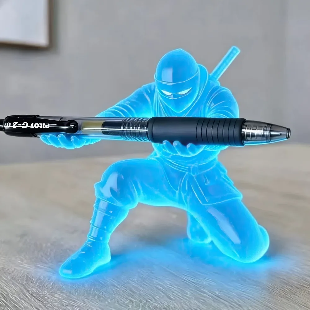 2pcs Creative Luminous Ninja Pen Holder Individual Desktop Storage Ornament Glowing Pencil Cup Student Stationery Men'S Birthday