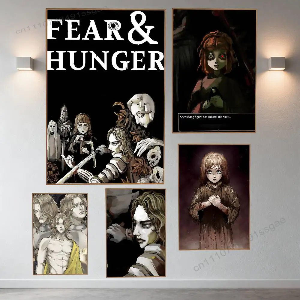 Hot Game Fear and Hunger Retro Fashion Pictorial Poster Sticky Poster Paper Sticker DIY Room Bar Cafe Wall Decor Gift
