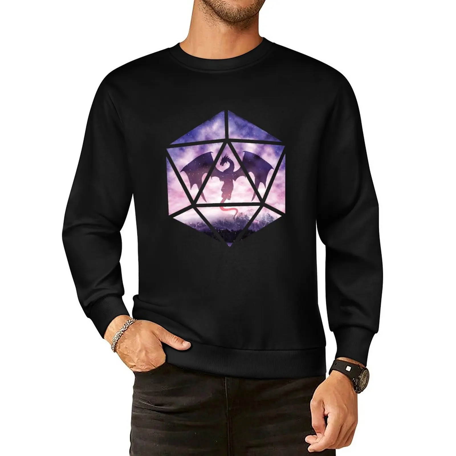 Purple Sky Dragon D20 Pullover Hoodie tracksuit men mens clothes hooded sweatshirt for men