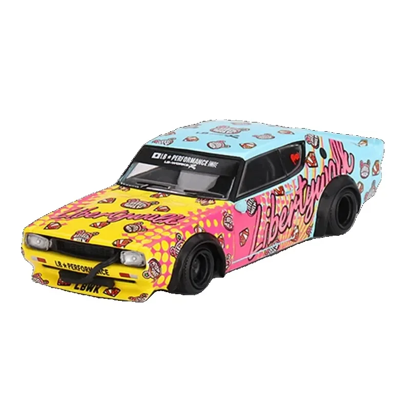 Coleção de peças decorativas de 1:64 nissan skyline kenmeri lbwk kuma, modelo de liga leve, para presentes de férias infantis