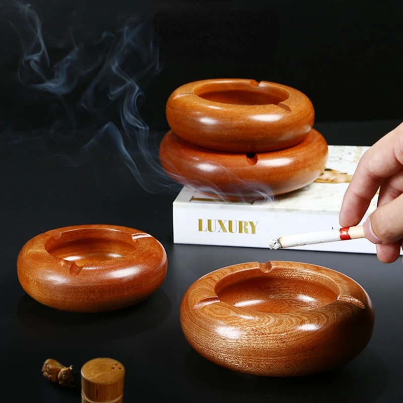 Retro Ebony Portable Ashtray Hotel Internet Cafe Restaurant & Home Use Outdoor Cigar Ashtray Gift Portable Wooden Ashtray