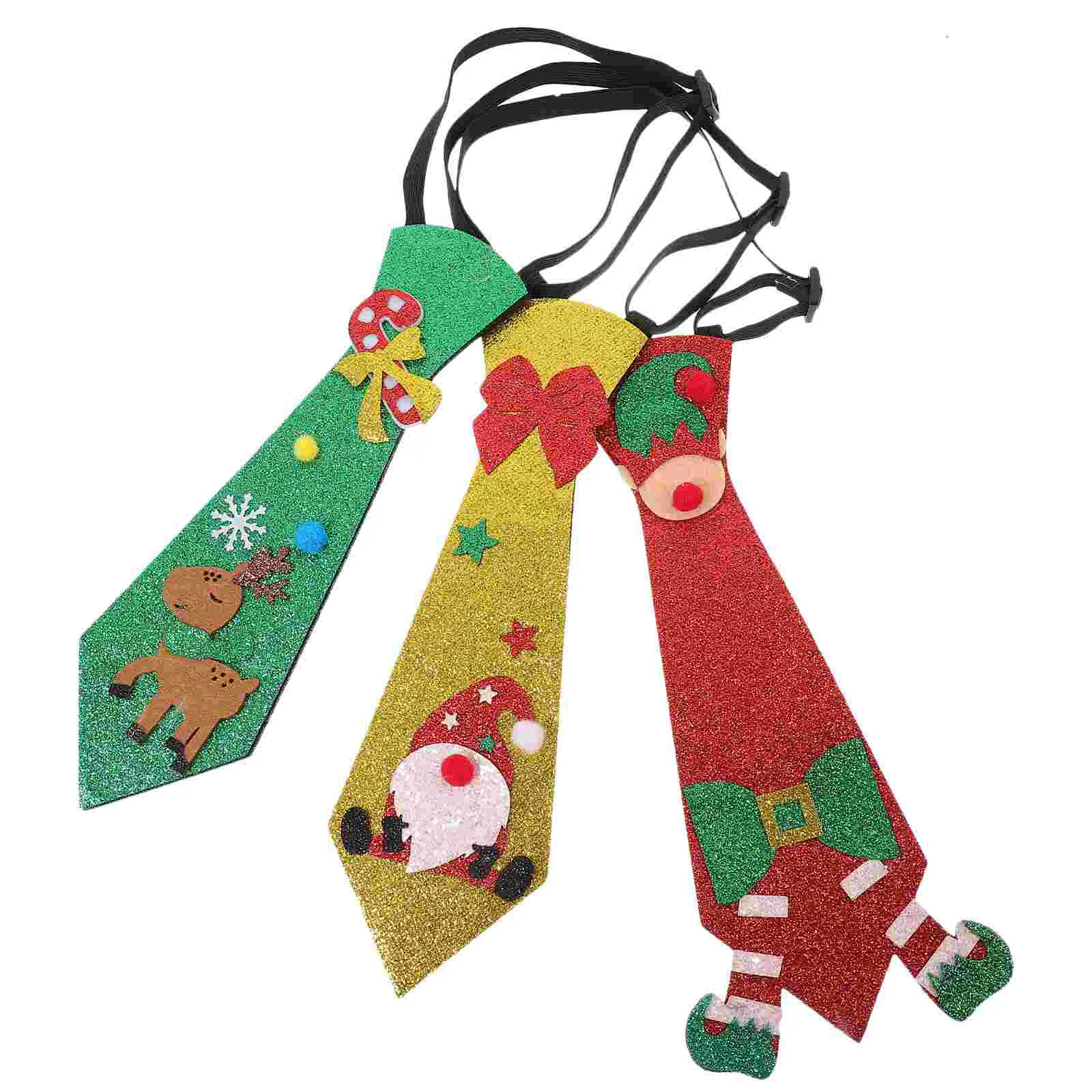 

3 Pcs Felt Christmas Tie Party Decoration Ties Themed Necktie Xmas Tree Decorations