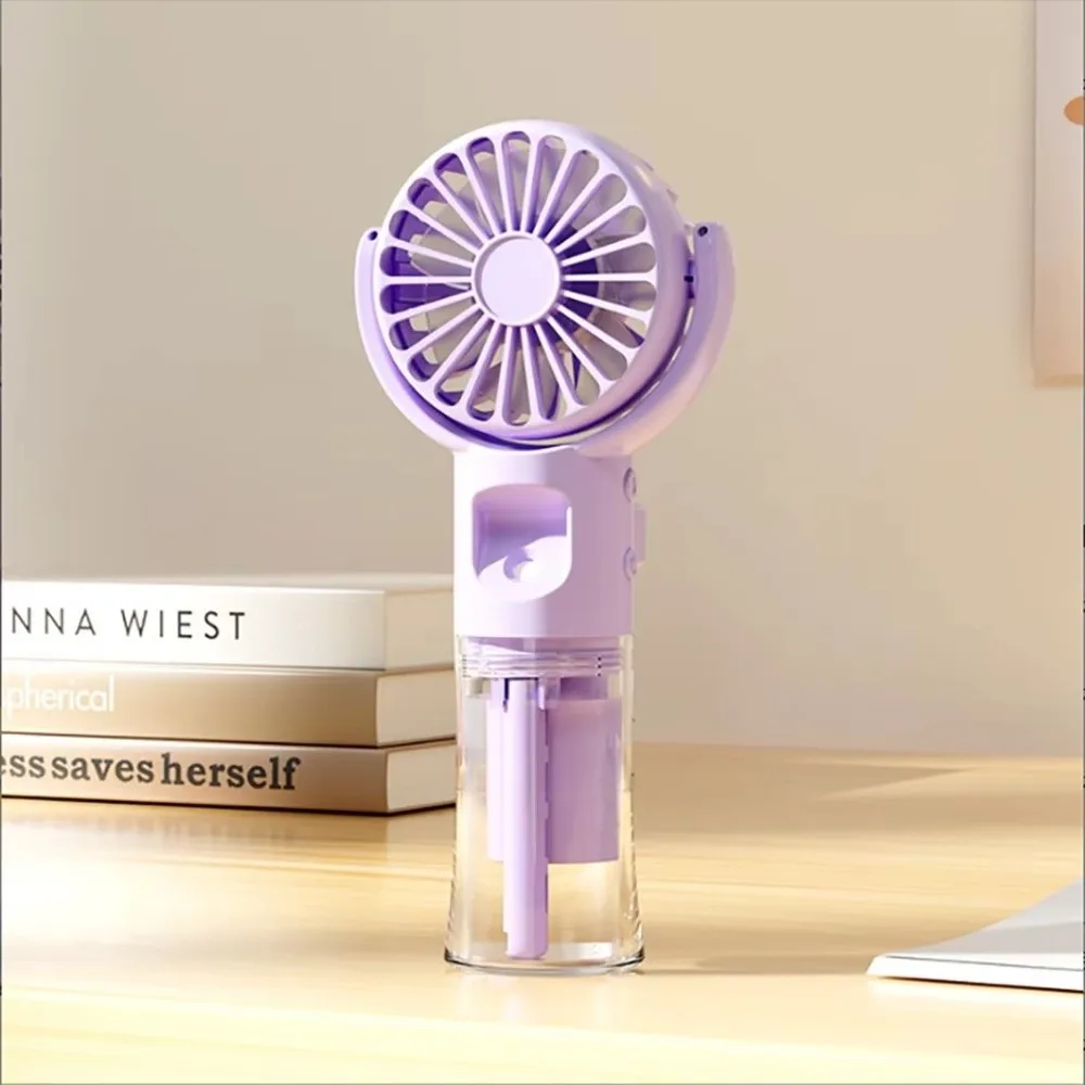 4-Speed Adjustment Mini Handheld Fan USB Rechargeable Water Mist Mini Fold Fan Ultra-quiet Strong Wind Spray Fan with Humidifier