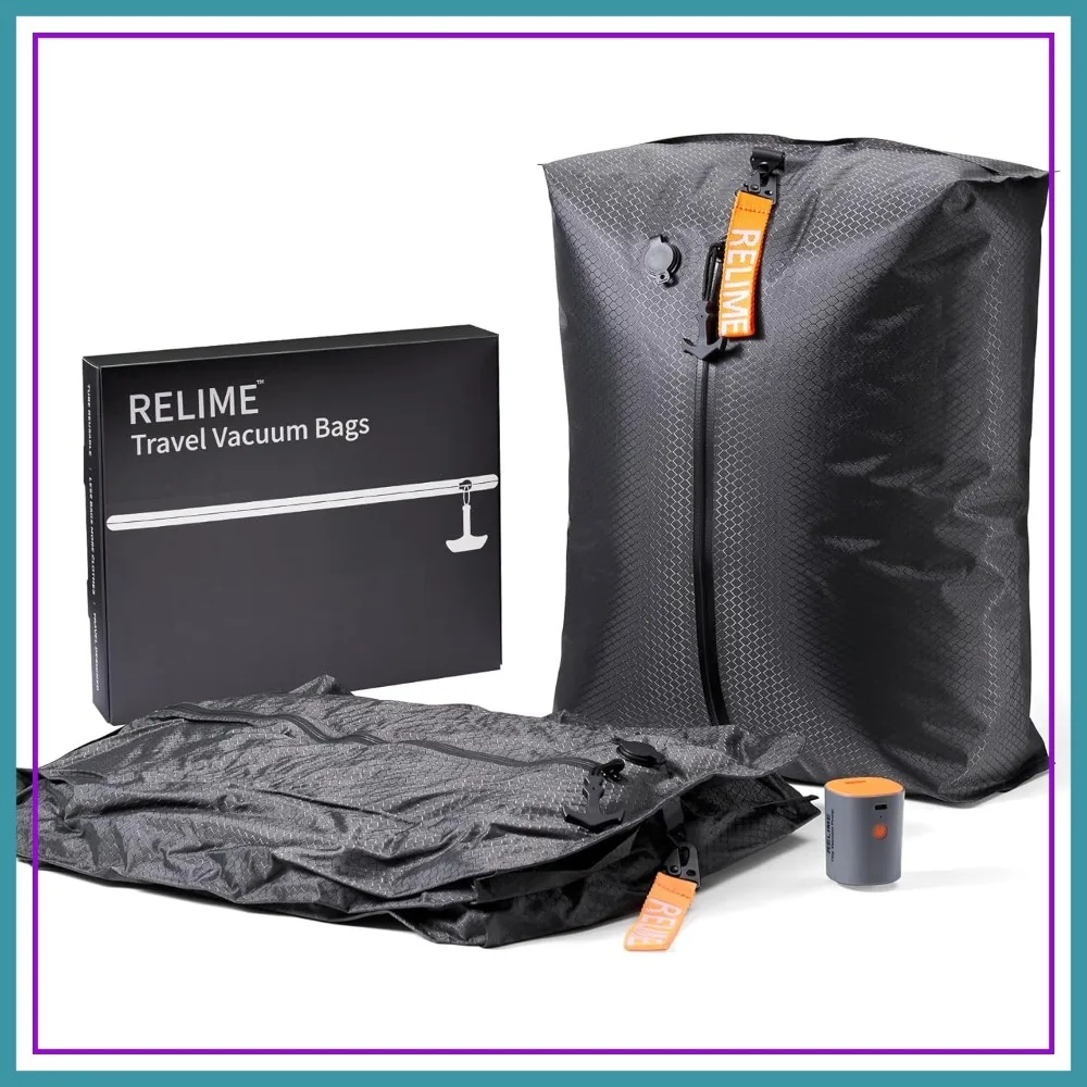 

Compression Bags for Travel with Wireless Pump, Vacuum Seal Packing Cubes for Luggage, Backpack, and Suitcases (2PC + Pump)
