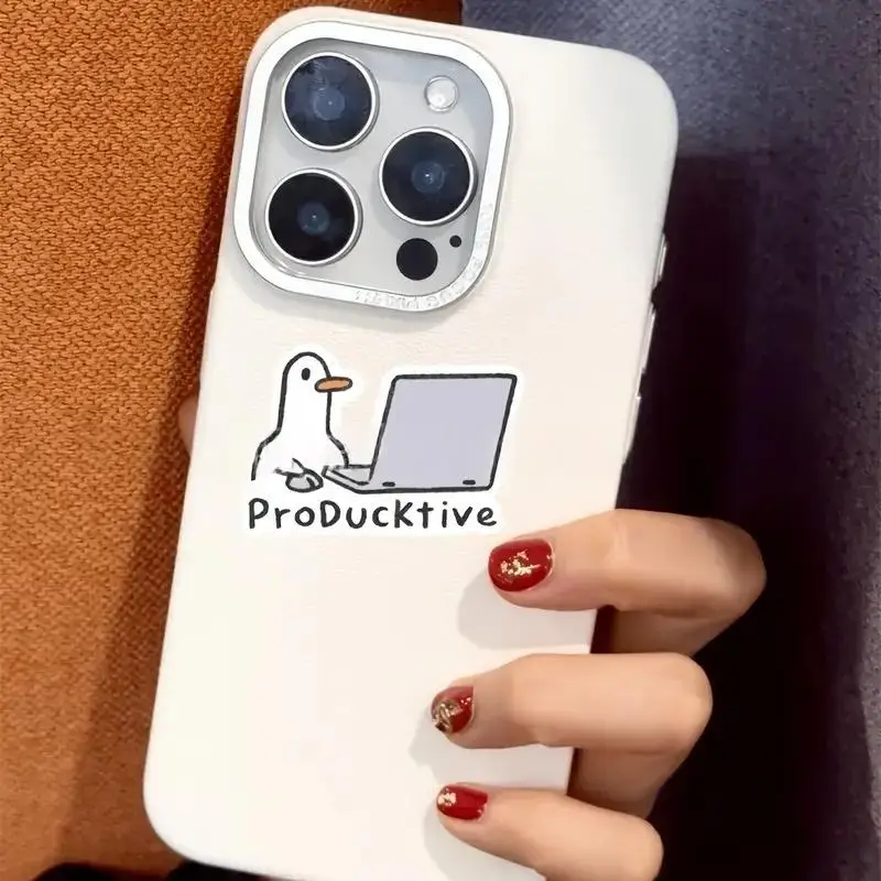 5 قطع من ملصقات الكمبيوتر المحمول المقاومة للماء القابلة للإزالة، ملصقات الكمبيوتر المحمول اللطيفة على شكل أوزة، هدية تزيين ذاتية الصنع للبالغين #4