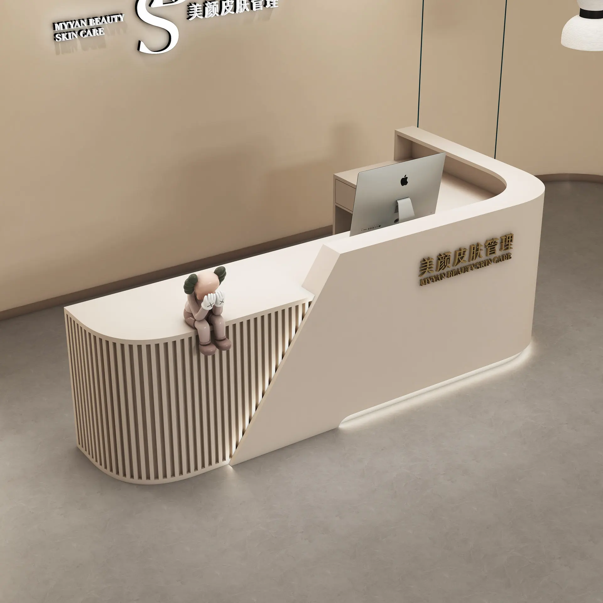 Bar Beauty salon checkout page Clothing store Simple modern front desk Arc training institution Reception desk L-shaped corner