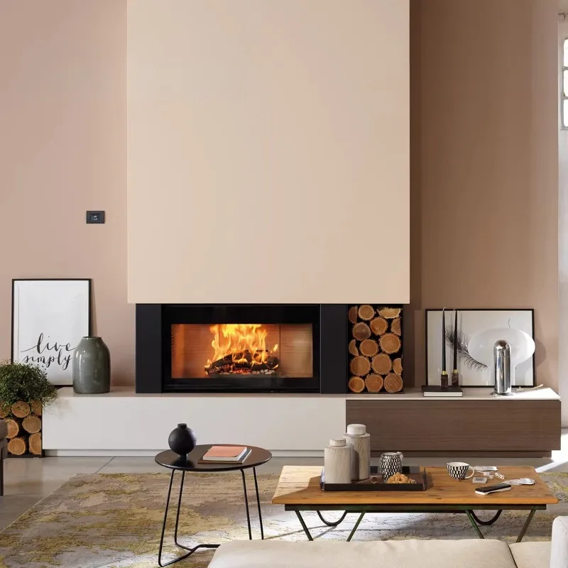 High-end luxury real fire wood heating fireplace decoration single-sided fire viewing