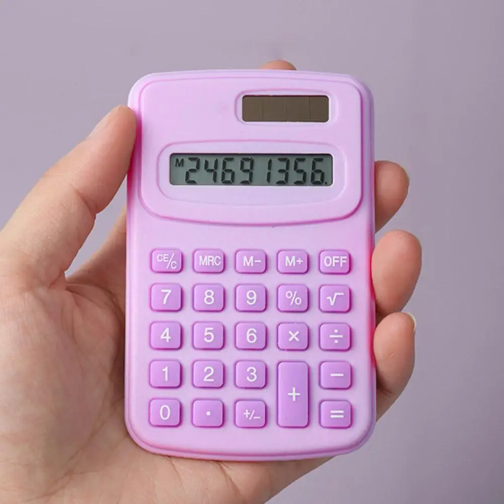 Kleiner Solar-Rechner, tragbarer Taschenrechner, niedlicher 8-stelliger LCD-elektronischer Heimbüro-Rechner für Kinder, Grundschulrechner – Detail 5