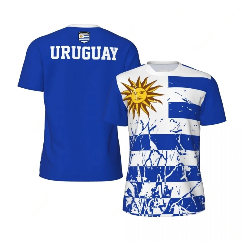 Uruguayn Flag Graphic Football T Shirts Mens National Emblem 3D Printed Sports T-shirt Running Bike Soccer Tennis Fitness Tees