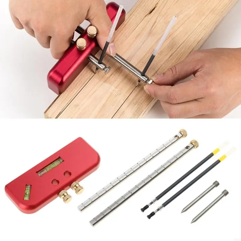 

P0UE Heavy Duty Woodworking Marker Double-head Scriber Parallel Layout Carpenter Suitable for DIY Draw Line Metal Ceramic