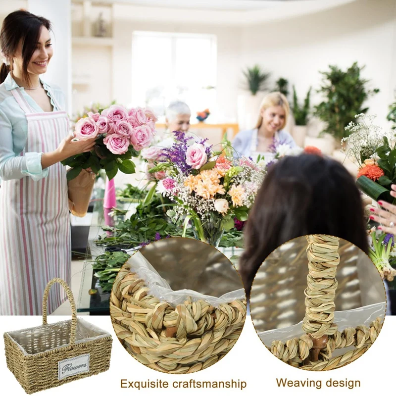 ABRE-Decorative Basket Grocery Basket Decorative Pot Desktop Basket To Weave Storage Basket Desktop Square Manual Basket