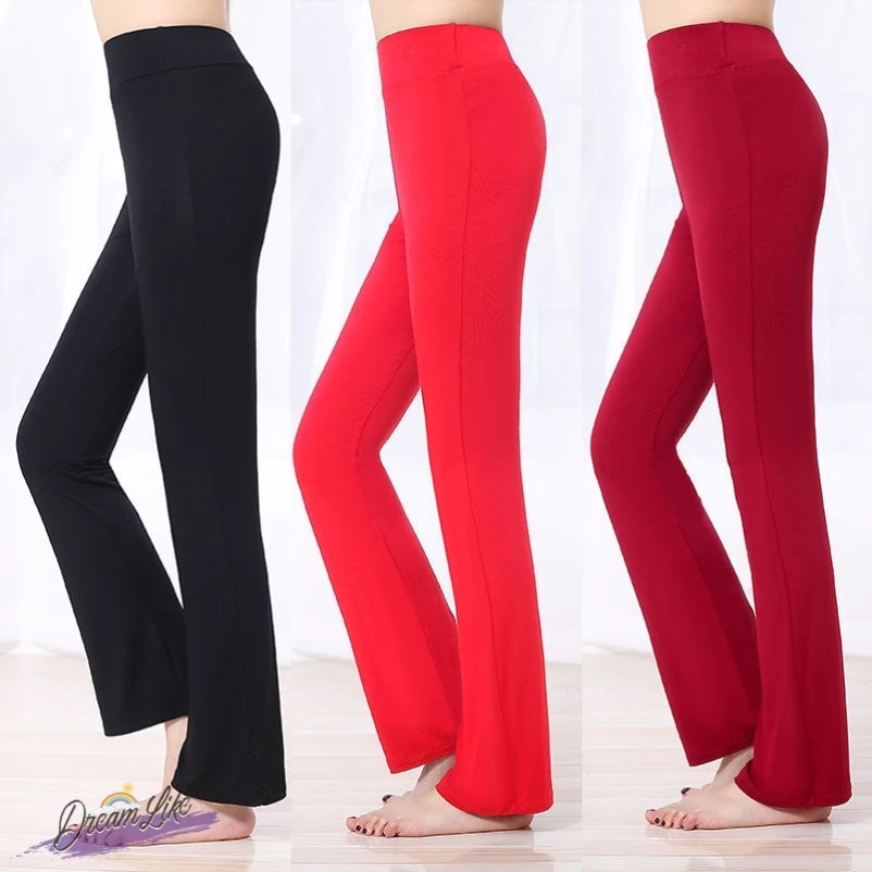 

Женские брюки для йоги с высокой талией из модала, танцевальные брюки для латиноамериканских и квадратных танцев, летние длинные брюки с расклешенными штанинами