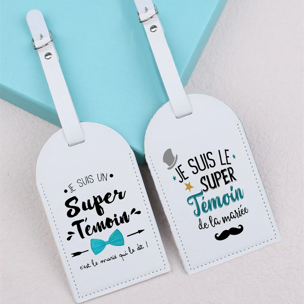 

Super Witness Print PU Leather Luggage Tag Suitcase Label TagsTravel Accessorie Best Man Gifts Wedding Proposal Gift for Witness