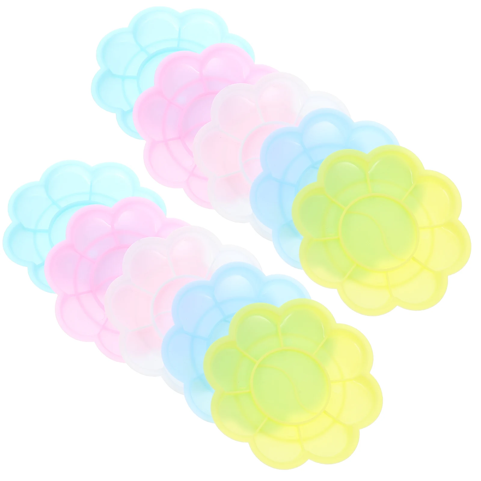 

100pcs Plastic Palette Durable Lightweight Flower Shaped Trays Supplies Watercolor Mixing Plates Easy Clean