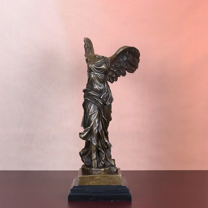 Bronze Winged Victory of Samothrace Statue Replica Greek Mythology Goddess Antique Sculpture for Home Decoration Large