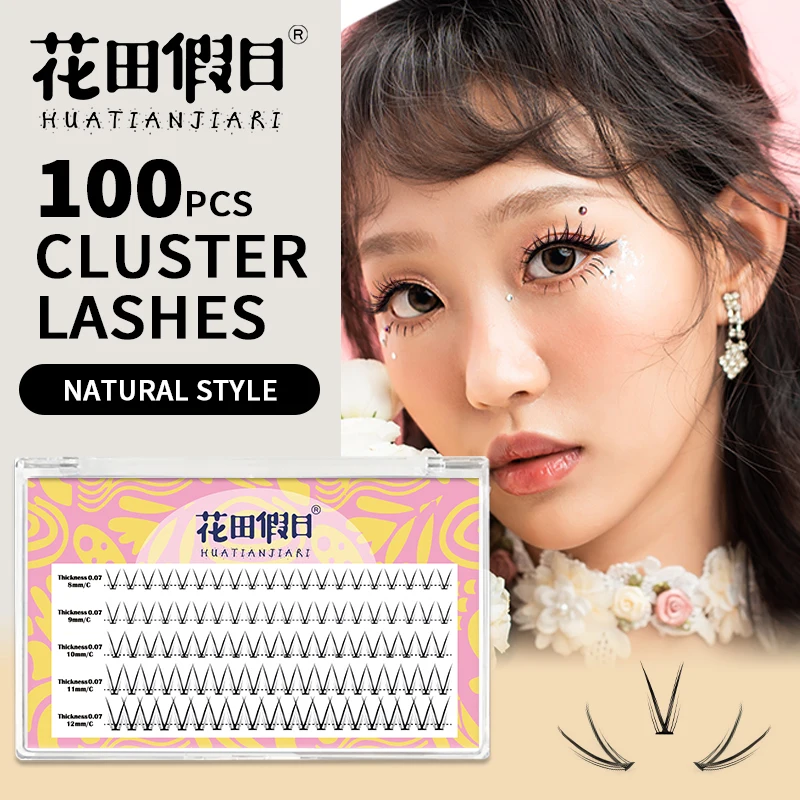 Eyelash Extension For Big Eyes - イルミネーション-楕円形のクラスターV字型まつげ,プロのまつげエクステ,個別のセグメント