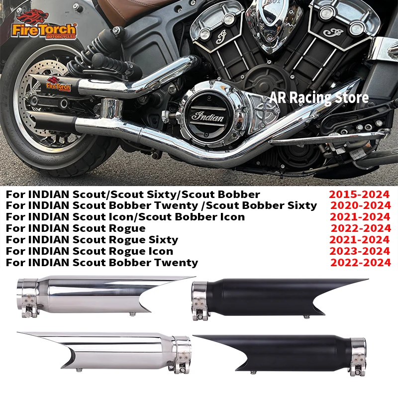 

Выхлопная система Slip-On для мотоциклов Indian Scout Sixty, Twenty Bobber, Rogue Twenty, Icon 2015-2024: глушители и соединительная труба