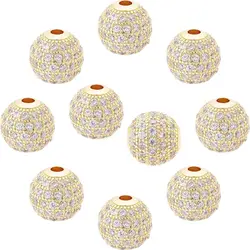 3pcs/lot Fashion Metal Brass Micro Pave Crystal CZ Round Space Loose Beads for Diy Bracelet Accessories Jewellery Making