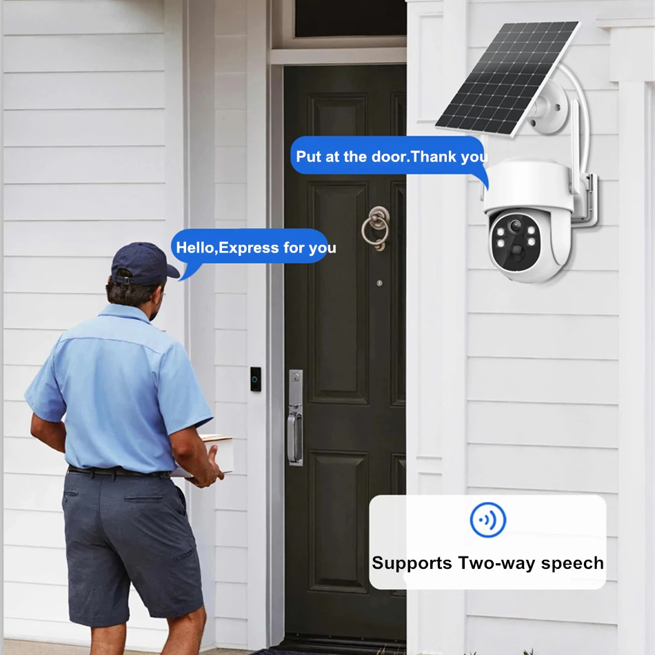 iCsee WiFi PTZ Camera Outdoor Wireless Solar IP Camera 4MP HD Built-in Battery Video Surveillance Camera