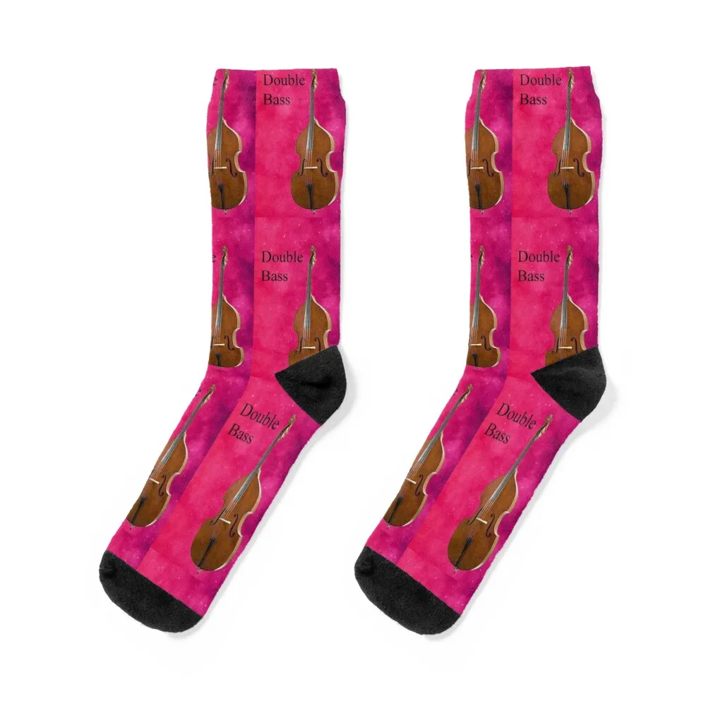 Big Double Bass on Pink Socks Climbing ankle christmass gift Socks Ladies Men's