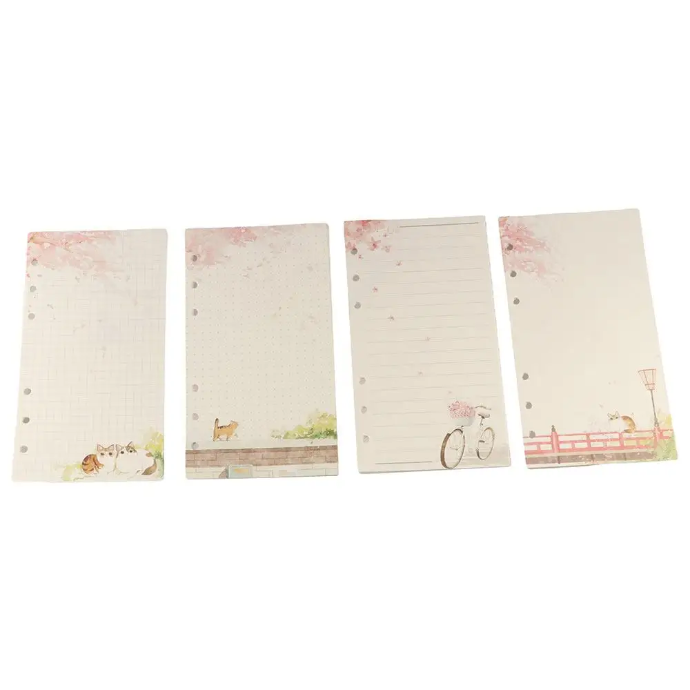 80 Sheets A6 Loose Leaf Notebook Refill Spiral Binder Inner Pages Kawaii Sakura And Cat  Line Grid Blank Dot Agenda Pages