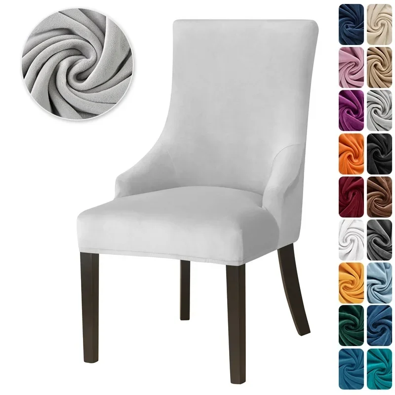 

Velvet Elastic Dining Chair Covers High Back Sloping Chair Cover Strech Accent Wedding Chairs Seat Slipcover for Home Decor