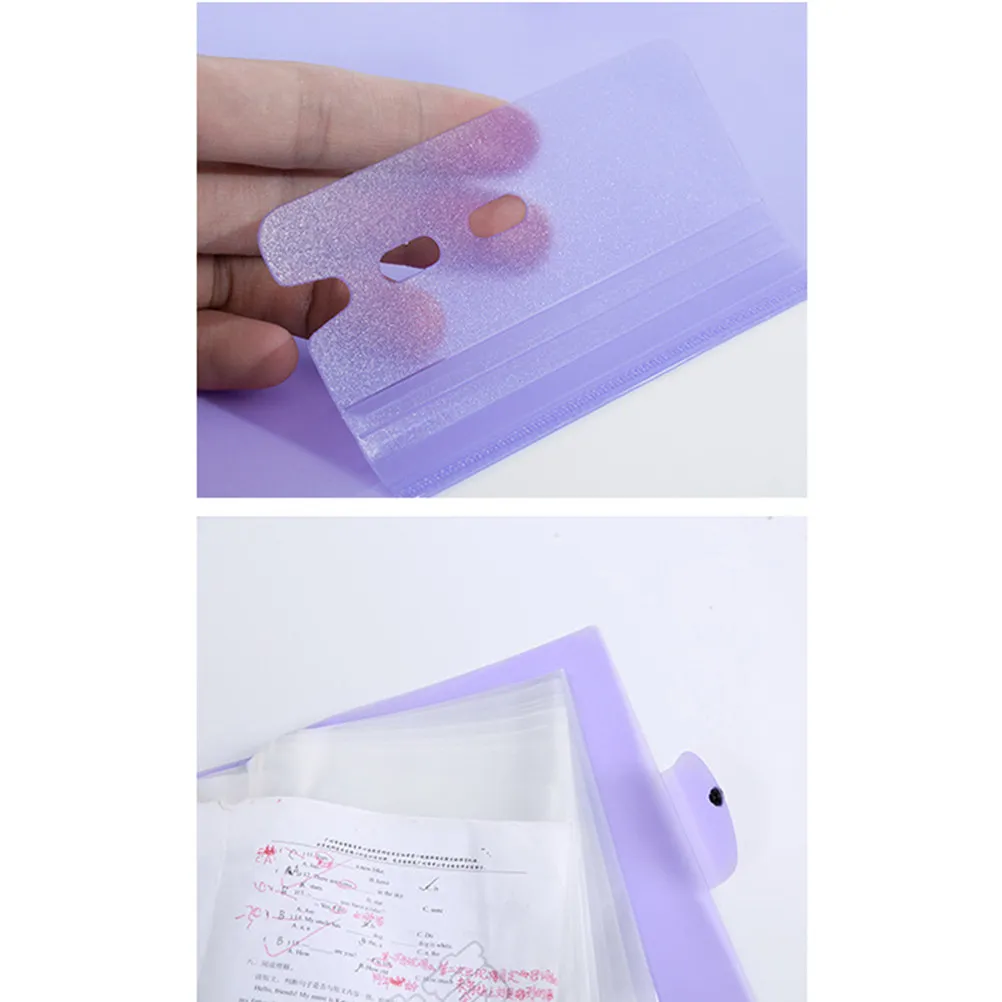 20 Pages A3 Transparent File Folder Non Slip Locking Bar Thick Waterproof Paper Organizer Examination Storage Binder Clip Purple view 5