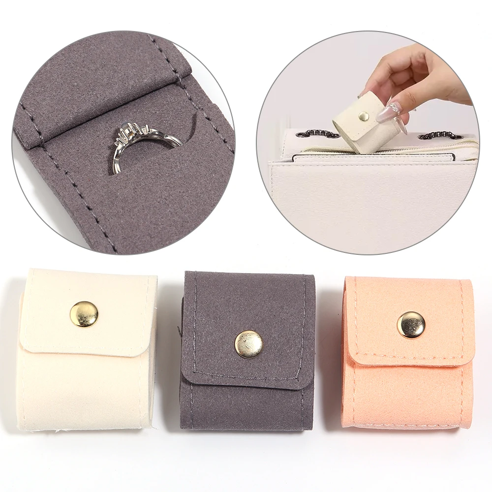 1pc 4.6x5cm Mini Folding Jewelry Storage Bag Snap Button Jewelry Display Bag Container Earring Ring Necklace Organizer Pouch