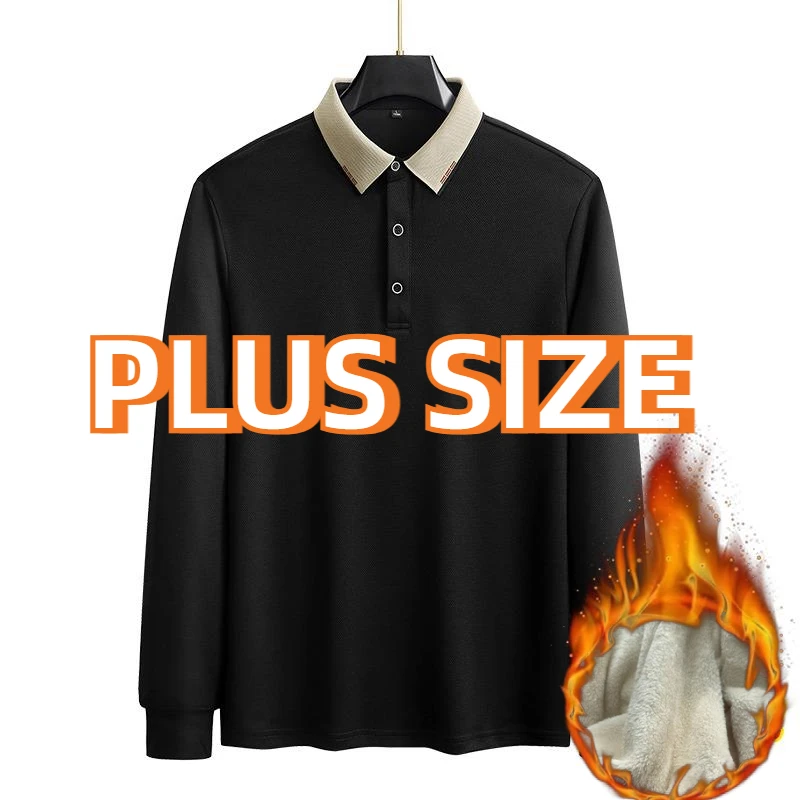 Plus Size Autumn Long Sleeve Business Polo Shirt Men Breathable Casual Gym Jogging Golf Hiking Loose Big Polo Shirt