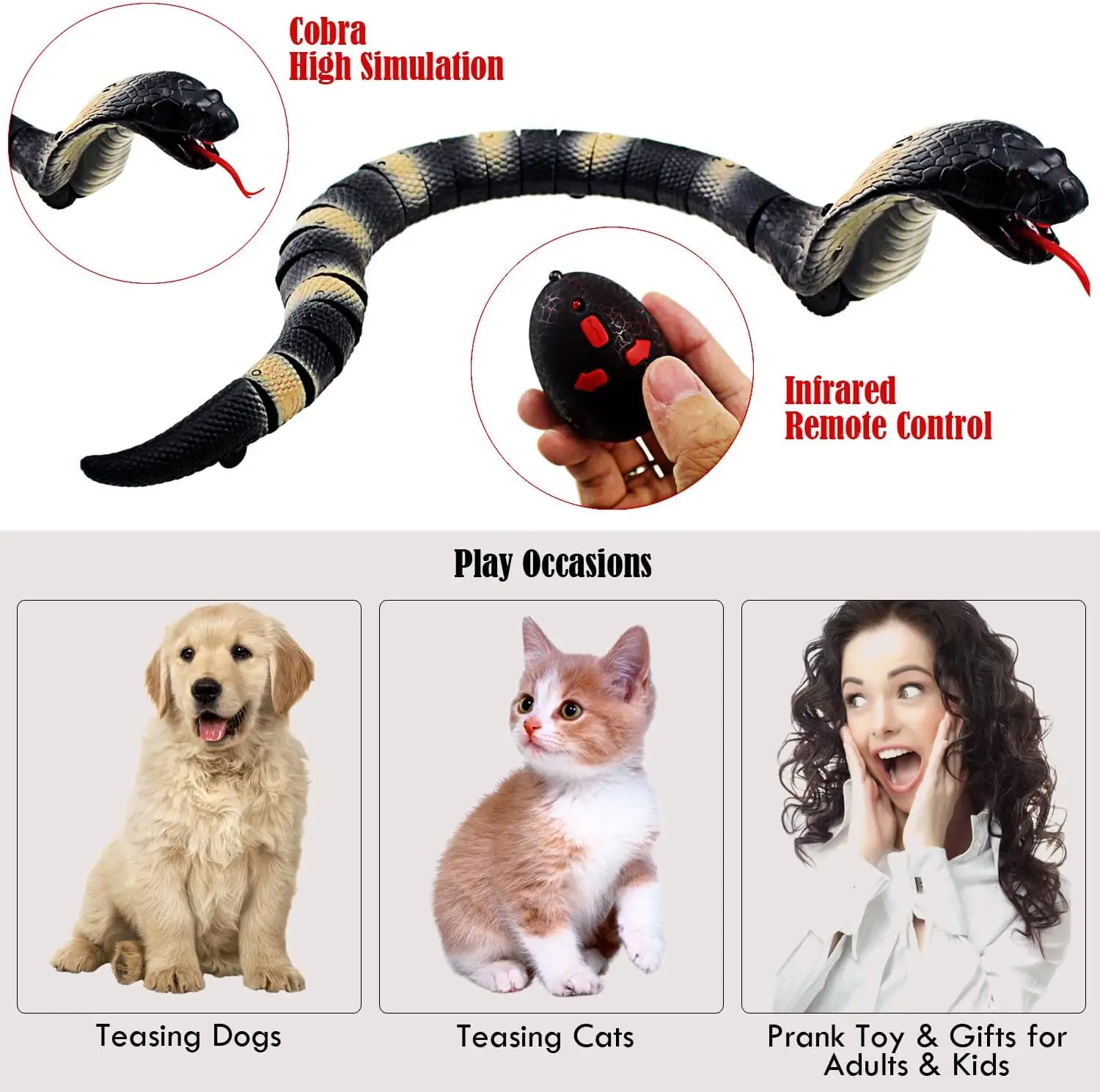 Tipmant rc cobra ir controle remoto cobra elétrica falso realista animal rastejando veículo truque assustador crianças