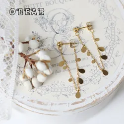 French Vintage Fringe Chain Droplet Sequin Earrings for Women Stainless Steel 18k Gold Plated Jewelry
