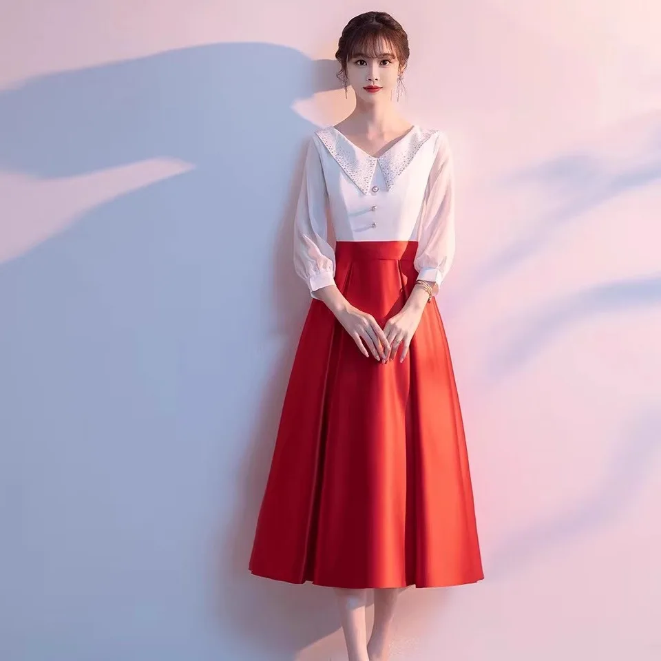 

Новая модная сценическая одежда для мужчин и женщин: Костюм для выступлений на конкурсе песен и декламации стихов, с молнией на талии.