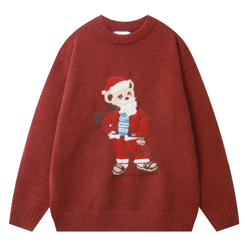 Beianji Christmas Sweater Fun Atmosphere Sense Soft Waxy Men Winter Casual Fashion Vintage Couple Red Jumper Sweater