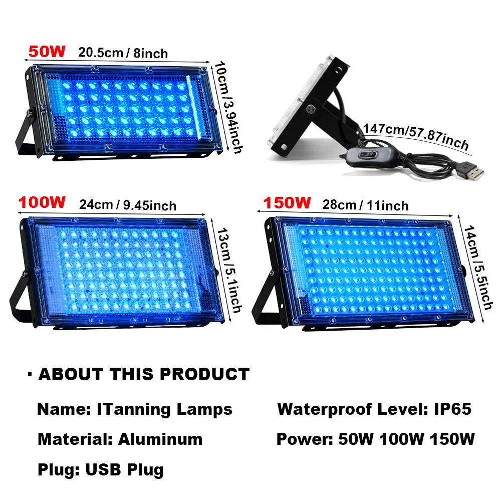 50W 100W 150W USB Led Flood Light IP65 Waterproof Outdoor Floodlight Spotlight LED Reflector Garden Porch Courtyard LED Lamp