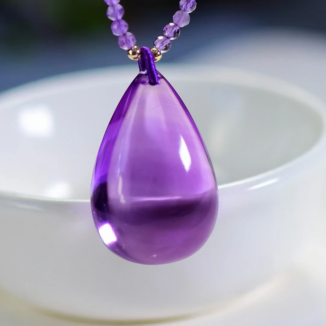 

Natural Purple Amethyst Quartz Pendant 29*18.7*12.7mm Water Drop Amethyst Jewelry Beads Women Men Necklace Brazil AAAAAA