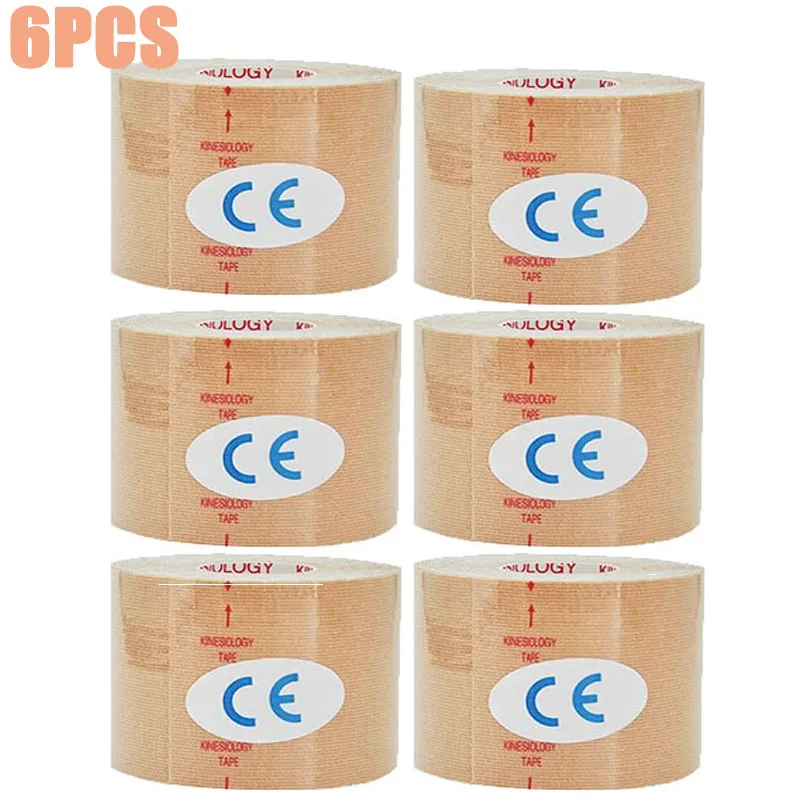 1/3/6 Pcs Beige Muscle Bandage Sports Cotton Elastic Adhesive Strain Injury Tape Knee Muscle Pain Relief