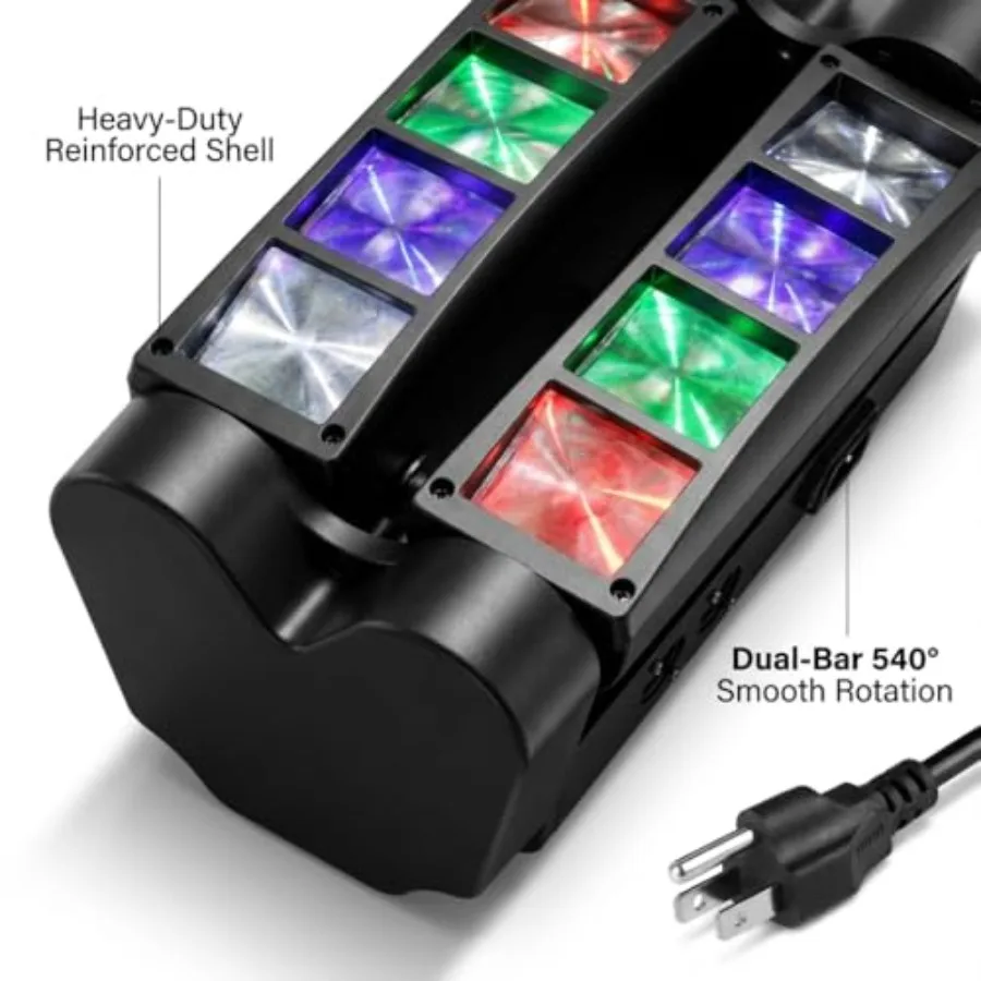 Moving Head DJ Lights 8 x 3W RGBW Beam Stage Light 540 Degree XY Axis with 4 Lighting Modes Sound Activated DMX512 for Disco Ka