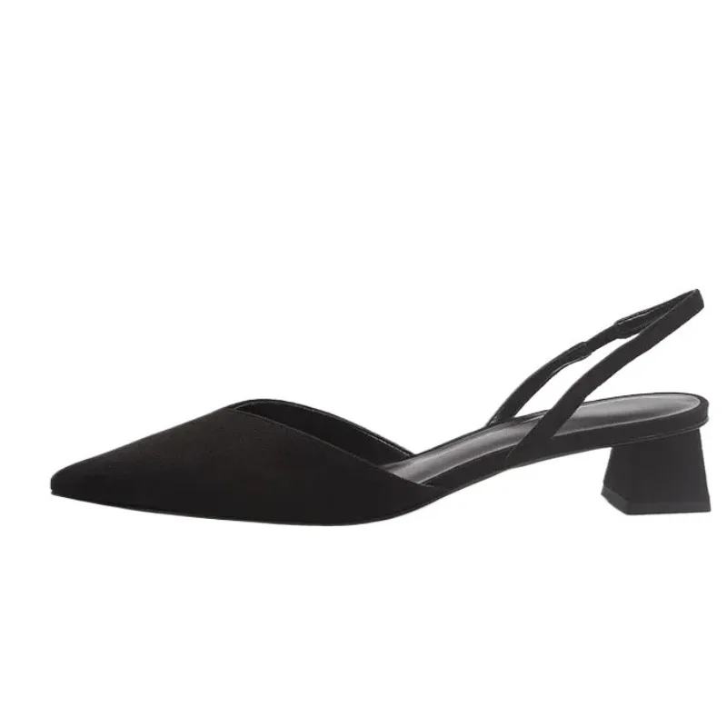 

high quality New Women Black Baotou Fashion Sandals Woman Heels Pumps Silk Sexy Pointed Sandalias Female luxury designer shoes