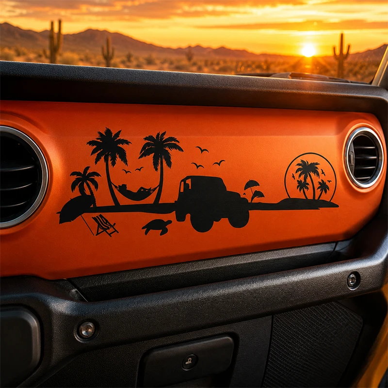 Beach Jeep Palm Tree Turtle Landscape Car Accessories Car stickers Decoration Dashboard Interior Styling Waterproof Vinyl Decals view 4
