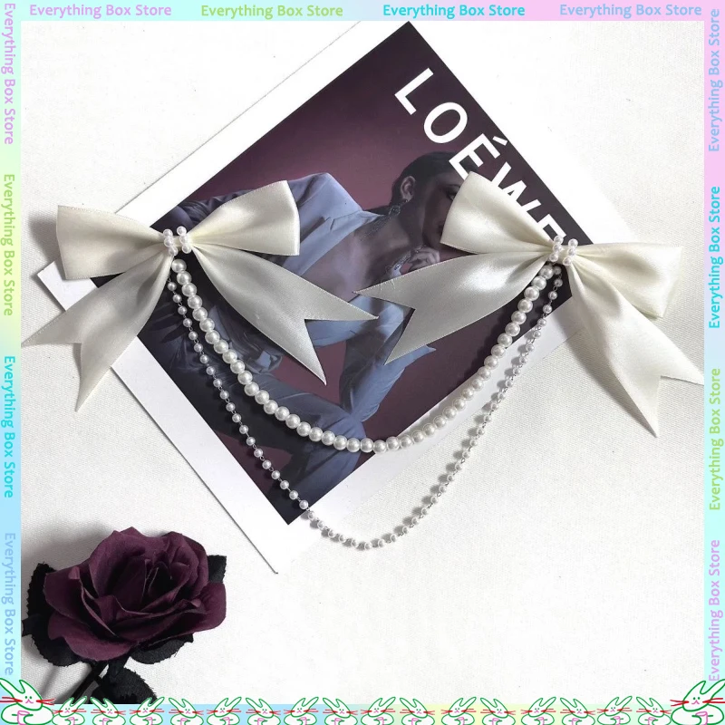 Pearl Bow Itabag DIY Decoration Pearl Luggage Pendant Itabag Exquisite Decorative Chain Lolita Accessories Decoration image 5