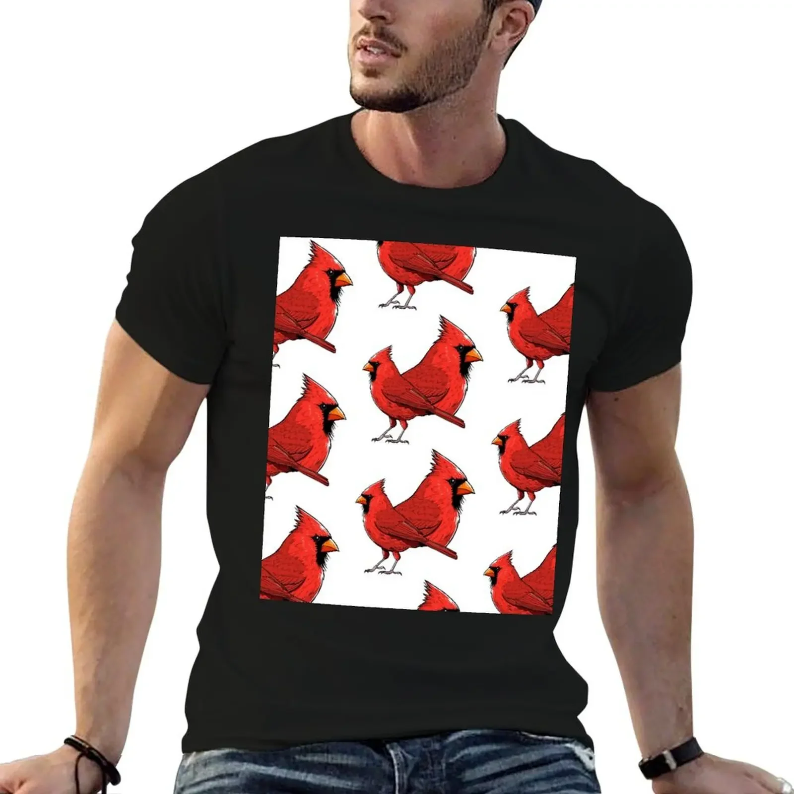 

Cardinal Illustration T-Shirt summer tops funny costumes aesthetic clothes heavyweight t shirts for men