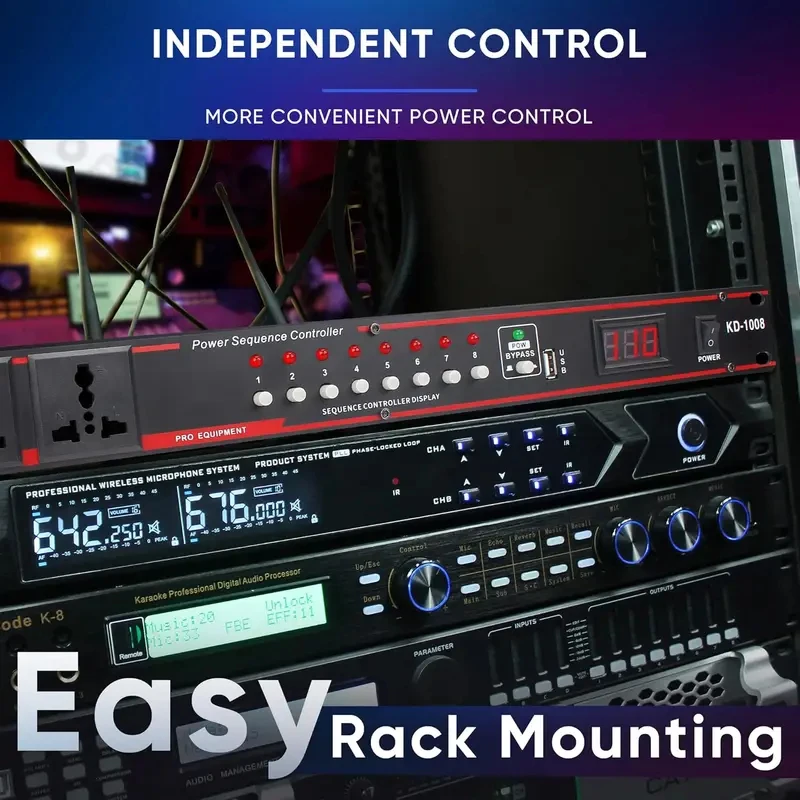 10-Way High Power Sequencer Regulator - 8 Independent Switching Rack Power Supplies Rack-Mount Audio Power Regulator Voltage view 5