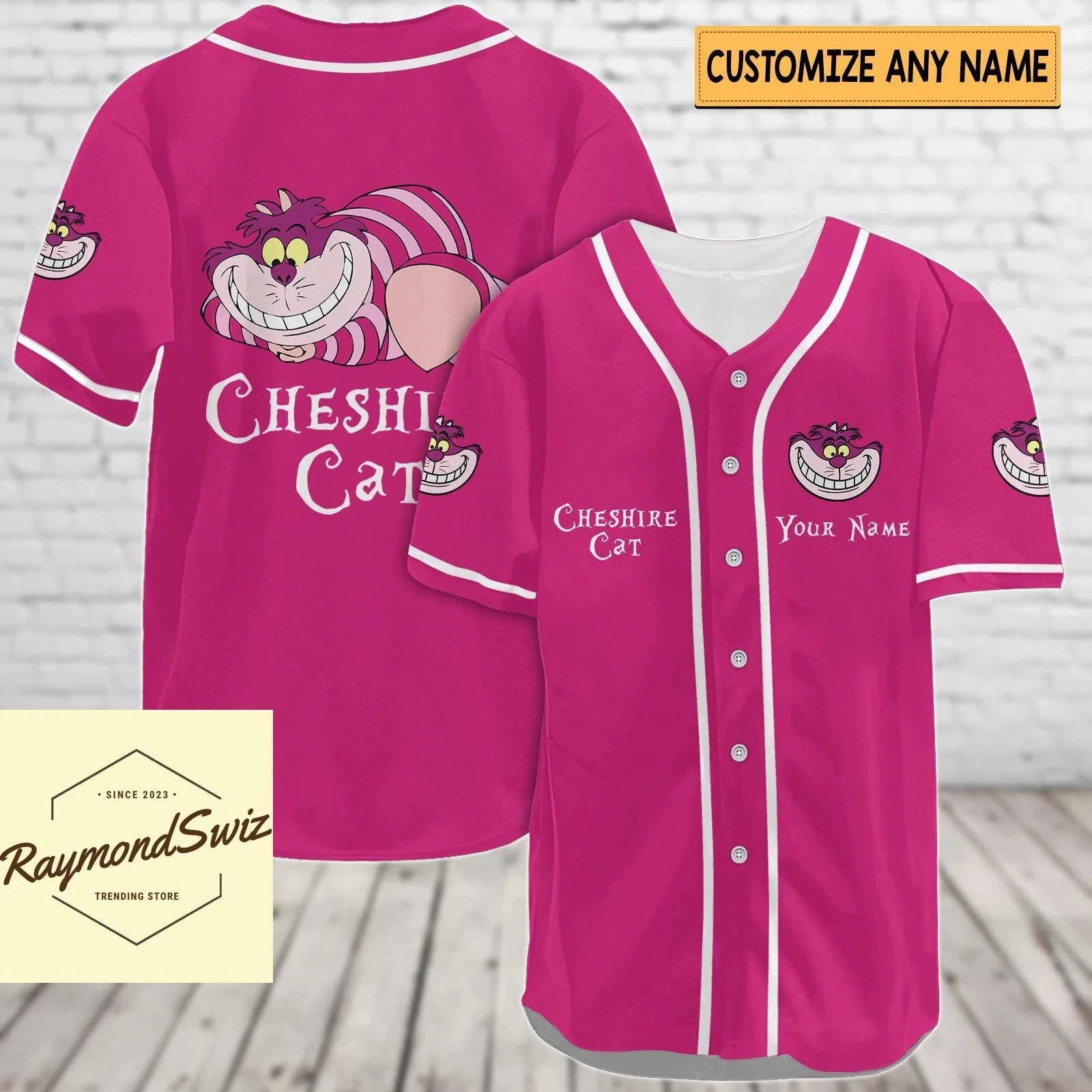 Camiseta de béisbol de gato de Cheshire de Halloween, camiseta personalizada de gato de Disney, camiseta de béisbol de Alicia en el país de las Maravillas, regalo para adultos y niños