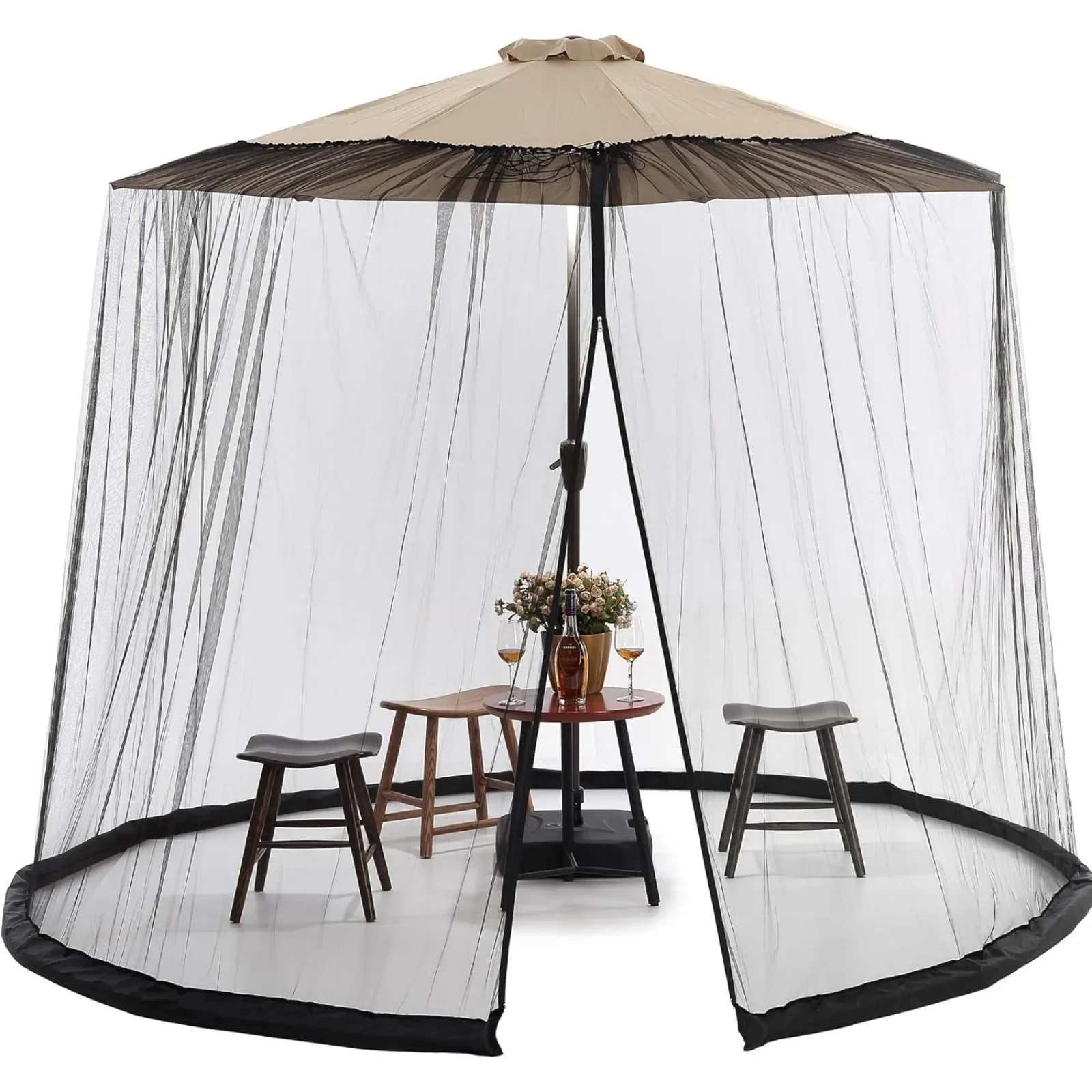 

US 7.5-11 FT Patio Umbrella Mosquito Net, Polyester Mesh Umbrella Screen, Universal Canopy Umbrella Mosquito Netting