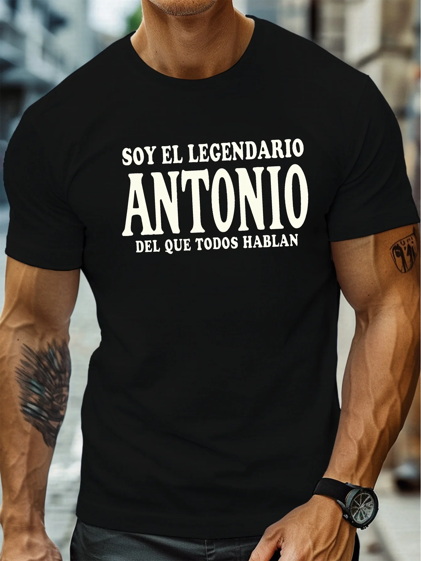 Humorous Spanish Proverb Legend Antonio Printed Men's Round Neck Short Sleeve T-Shirt, Casual T-Shirt, Summer Comfortable Lightweight Top