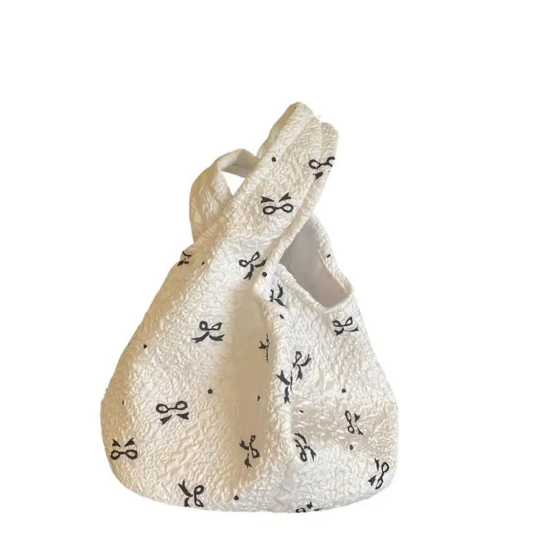 1Piece Fashion Simple Bow Print Large Capacity Bag Commute Travel Shopping Makeup Storage Handbag