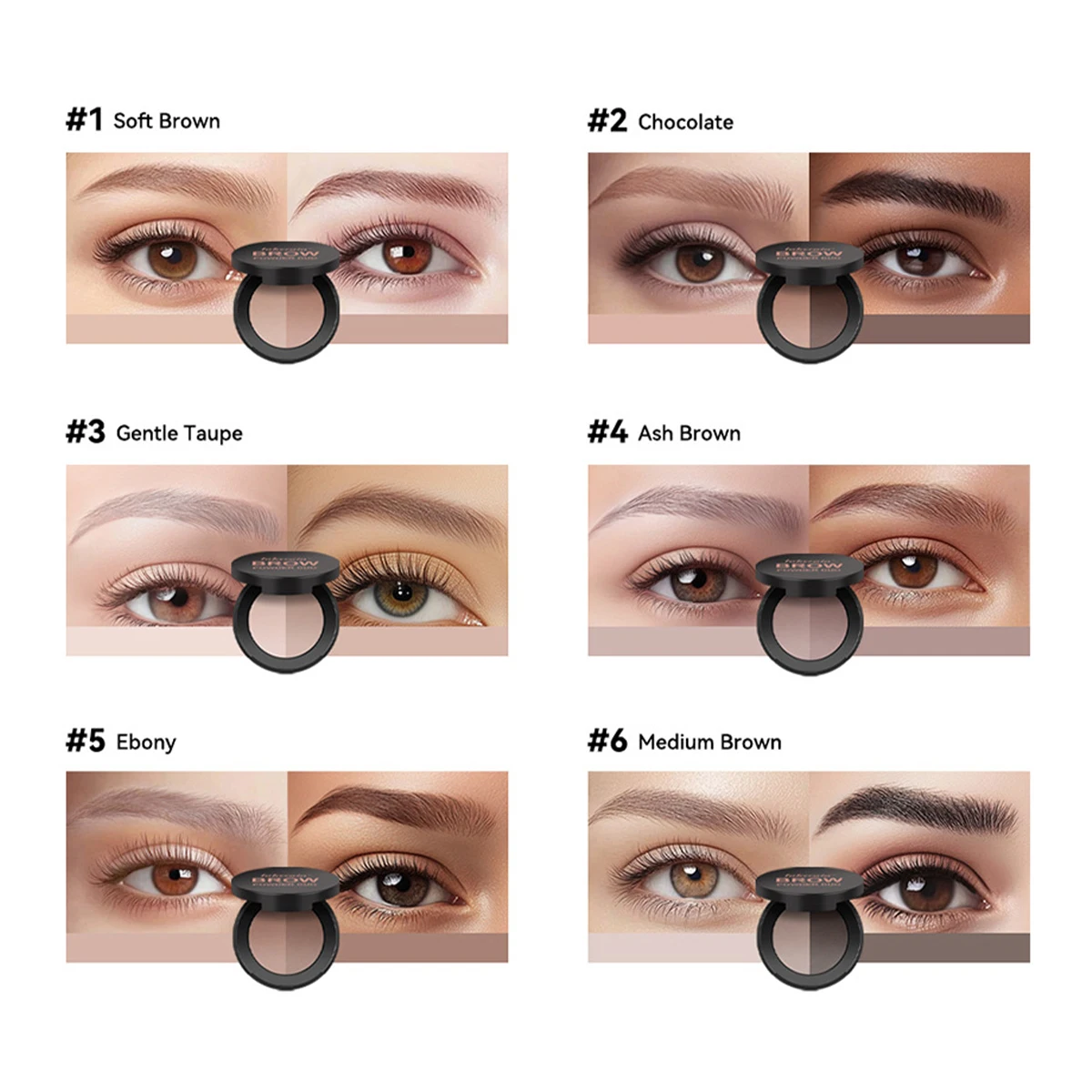 Poudre à sourcils bicolore, poudre d'ombre de nez tridimensionnelle naturelle, non tache naturelle et longue durée
